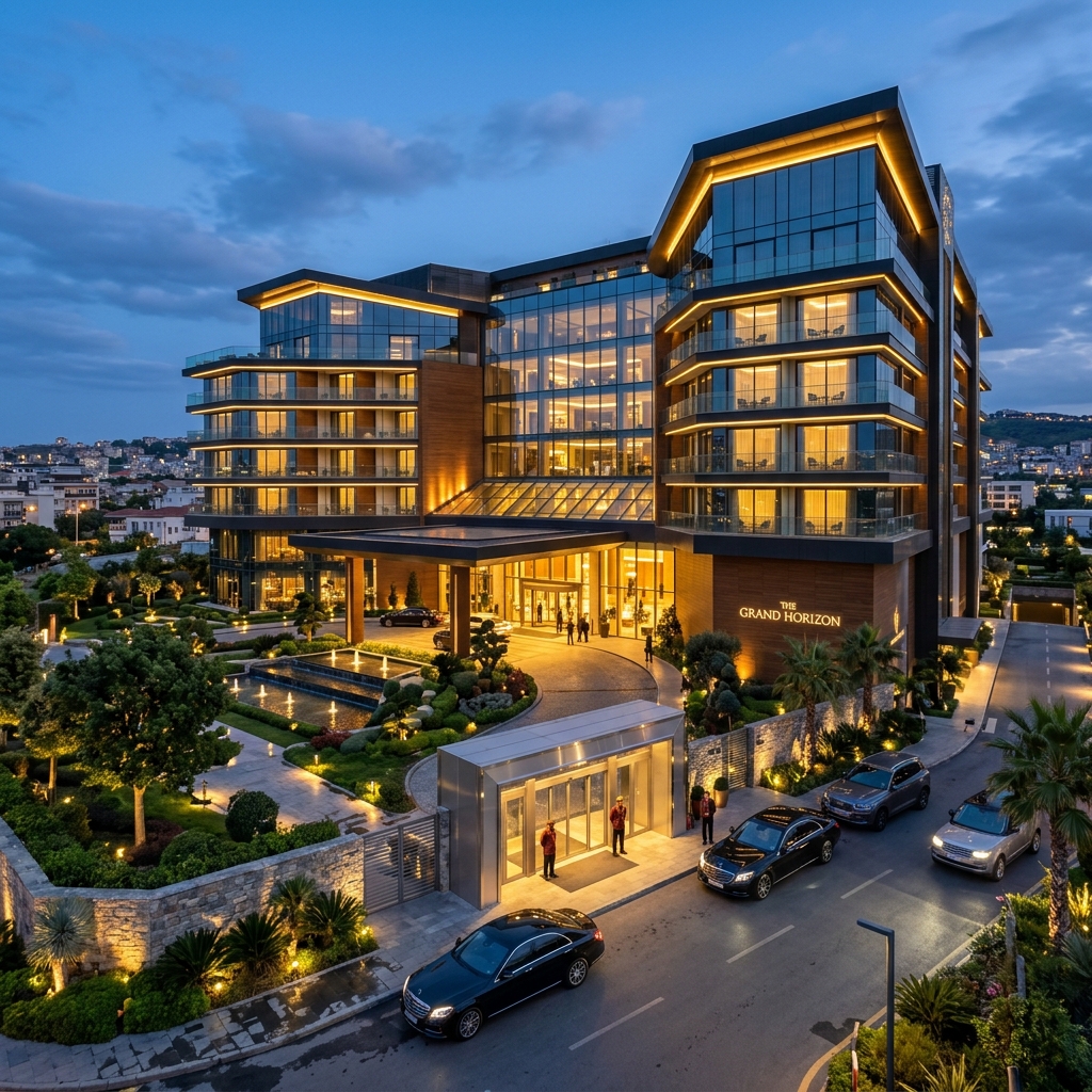 Hotel tower at night